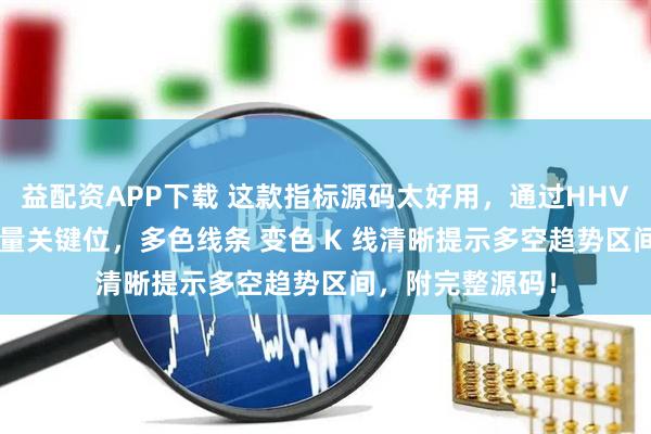 益配资APP下载 这款指标源码太好用，通过HHVBARS锁定成交量关键位，多色线条 变色 K 线清晰提示多空趋势区间，附完整源码！